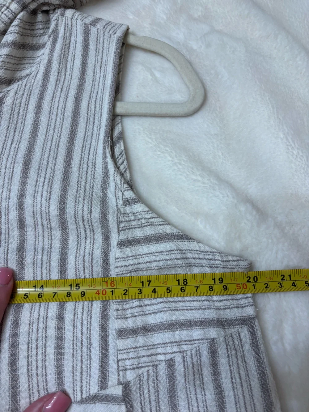 For Cynthia Linen Blend Hooded Zip Vest medium Striped Lagenlook Coastal Boho - Picture 8 of 8
